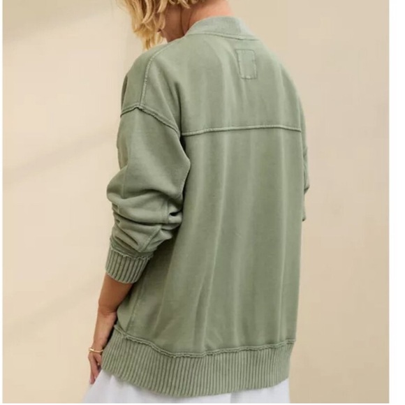NWT Aerie Fleece Button Cardigan Sweatshirt Olive Fun Green Casual Oversized 17 - Picture 6 of 7